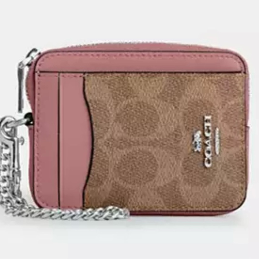 NWT Coach Zip Card Case in Signature Canvas